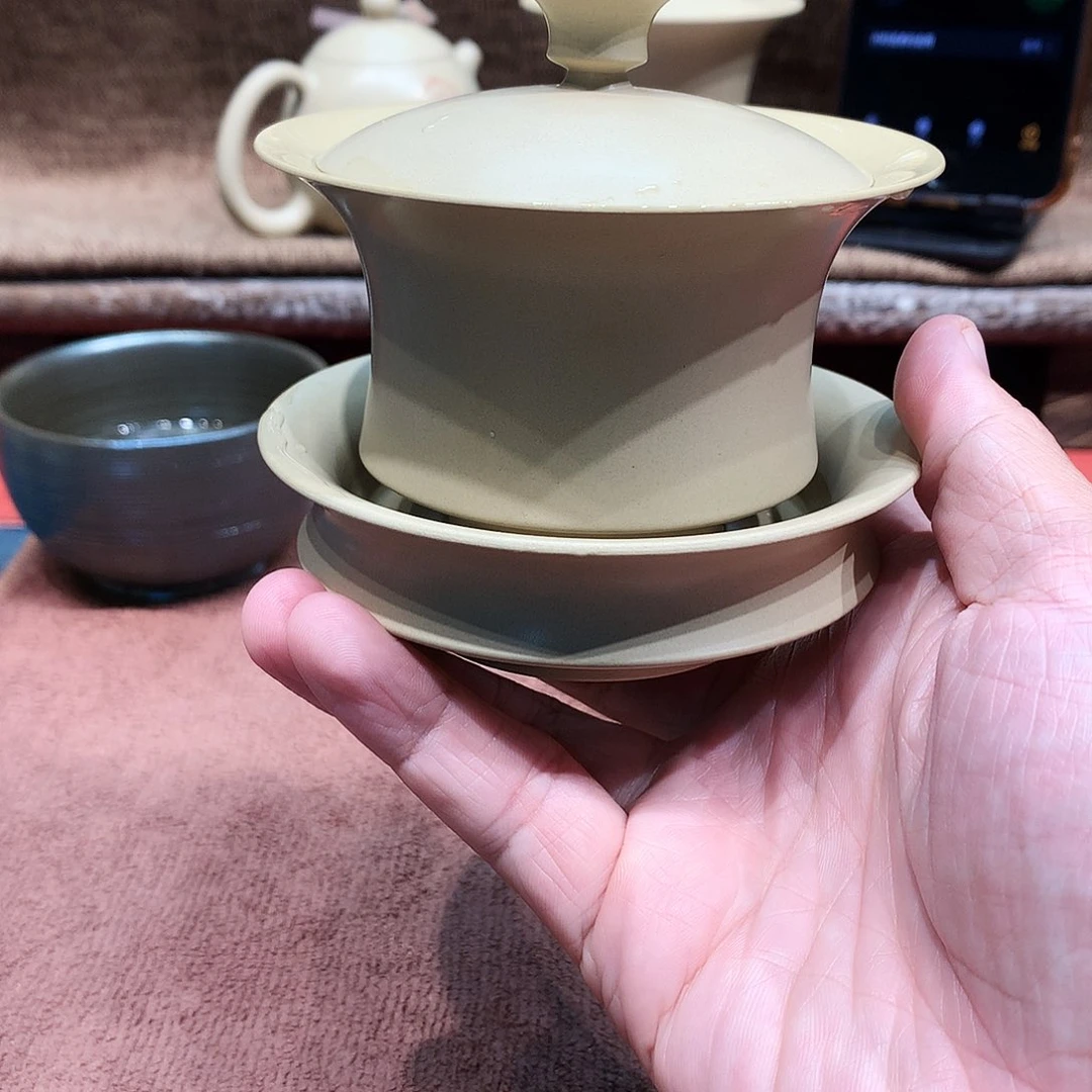 泥塑-*情放漏马蹄新型盖碗130毫升