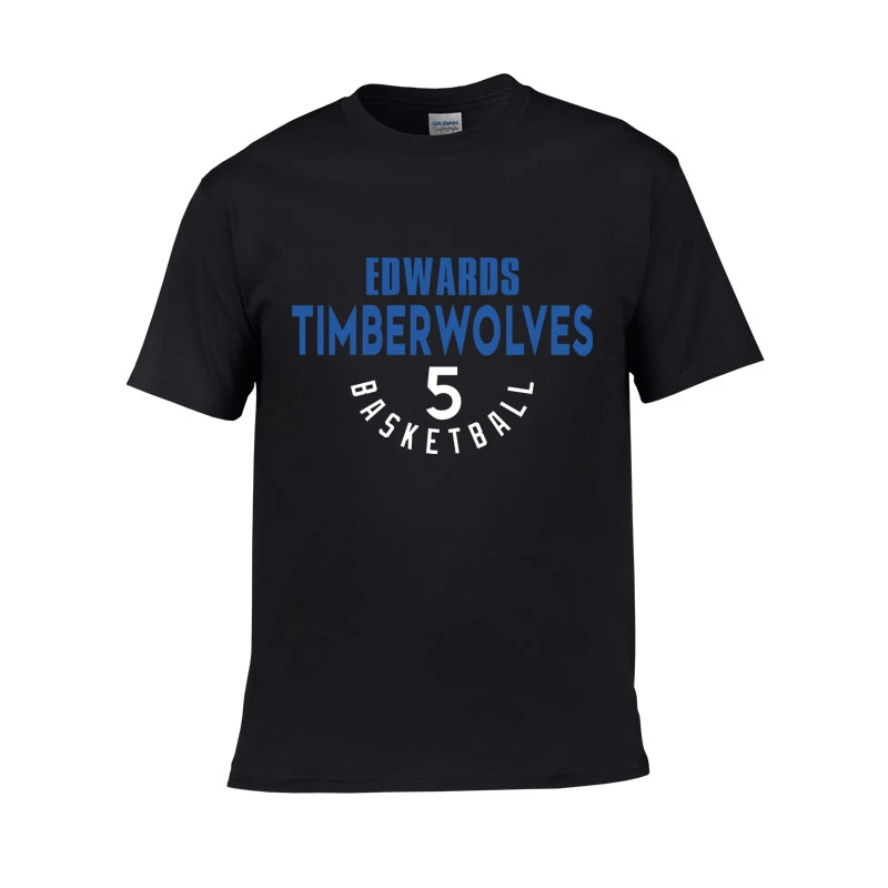 森林狼队5号爱德华兹T恤篮球运动球衣训练短袖半袖休闲圆领t恤夏