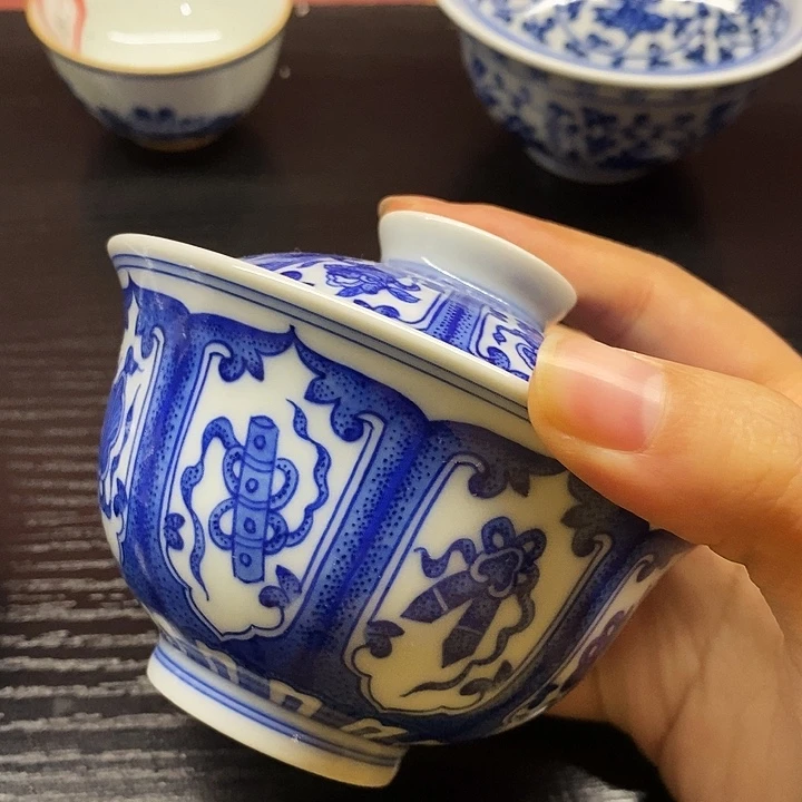 摆件八宝盖碗内外满工