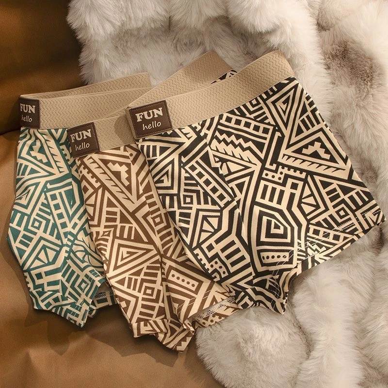 【新疆西藏包邮】3条装 男士内裤透气舒适平角裤衩潮流民族复古短裤