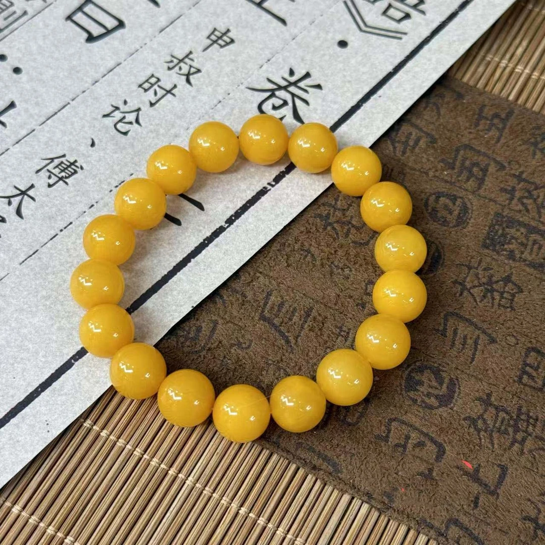 【丽姐专属】03669 鸡油黄浓蜡蜜蜡手串（卡9 卡10）