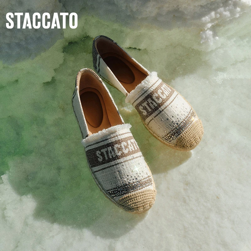 思加图春新款薄荷曼波浪漫渔夫鞋平底鞋一脚蹬女单鞋9UA22AA4