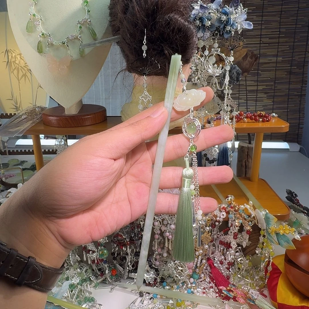 蛇纹石玉合金发饰