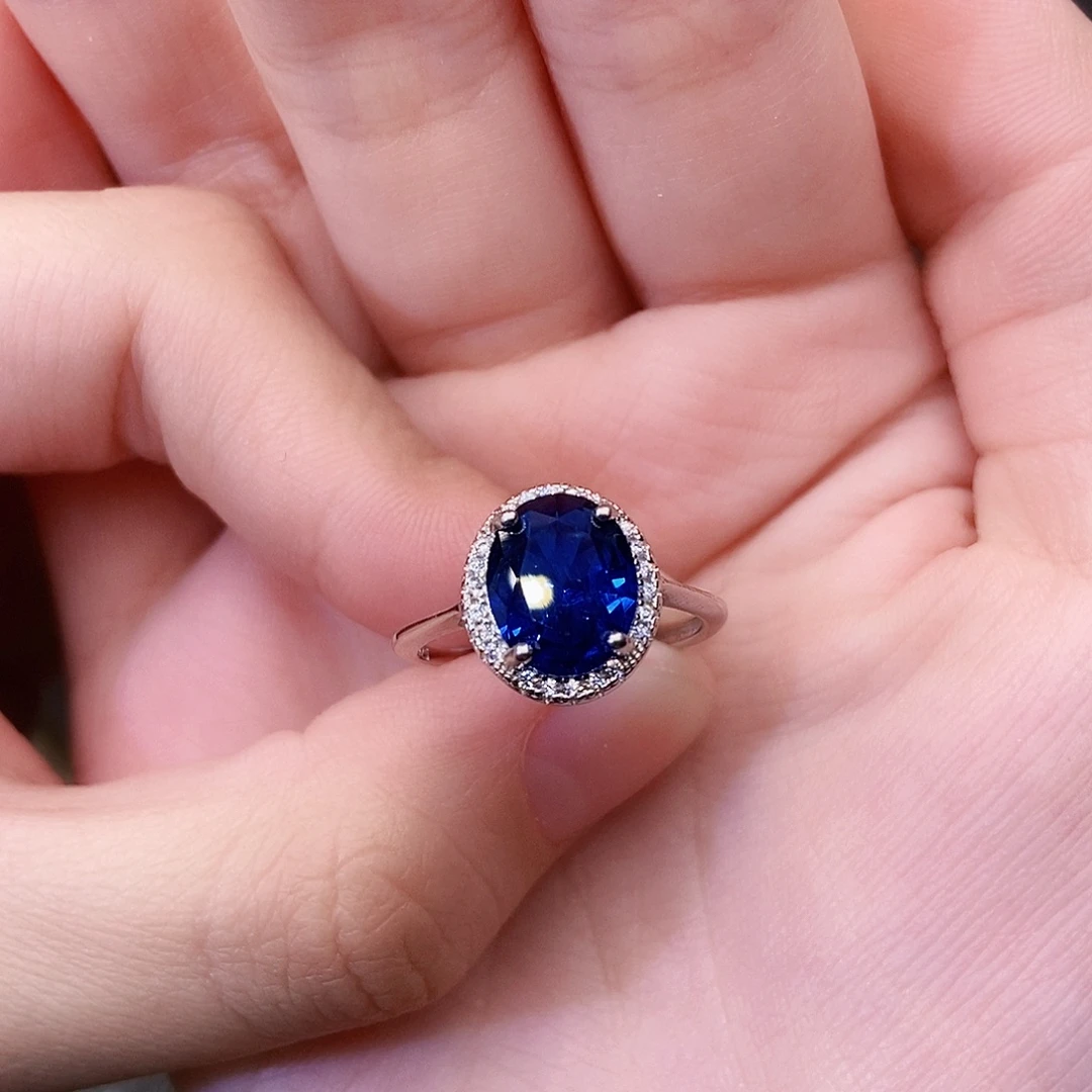 银S925镶嵌蓝宝石戒指