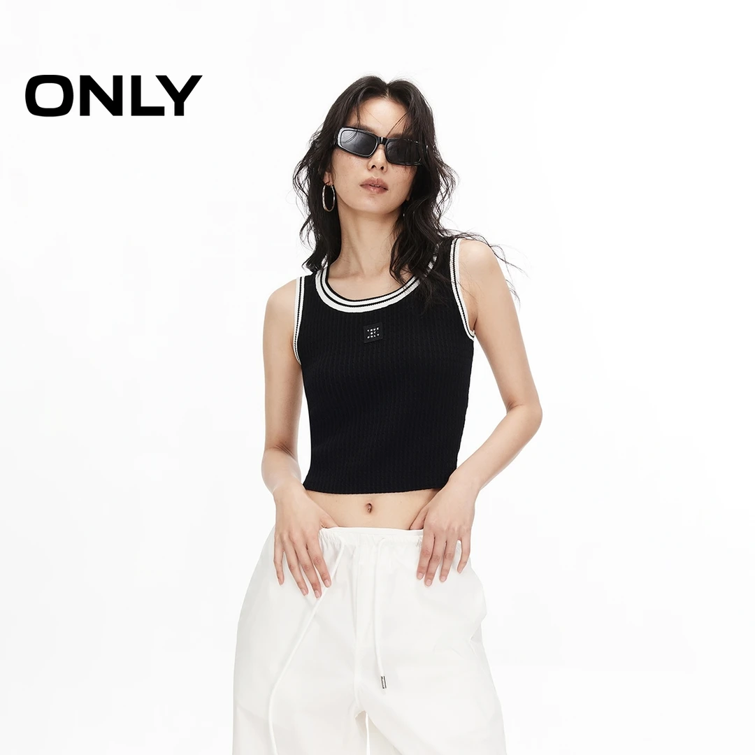 ONLY2025夏季新款显瘦条纹修身背心针织衫女纯欲慵懒风|12523H001