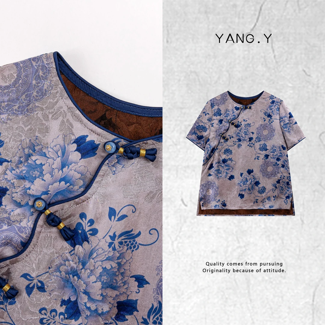 YANG.Y- 深圳原创新中式国风女装桑蚕丝25ss夏上衣短袖50552