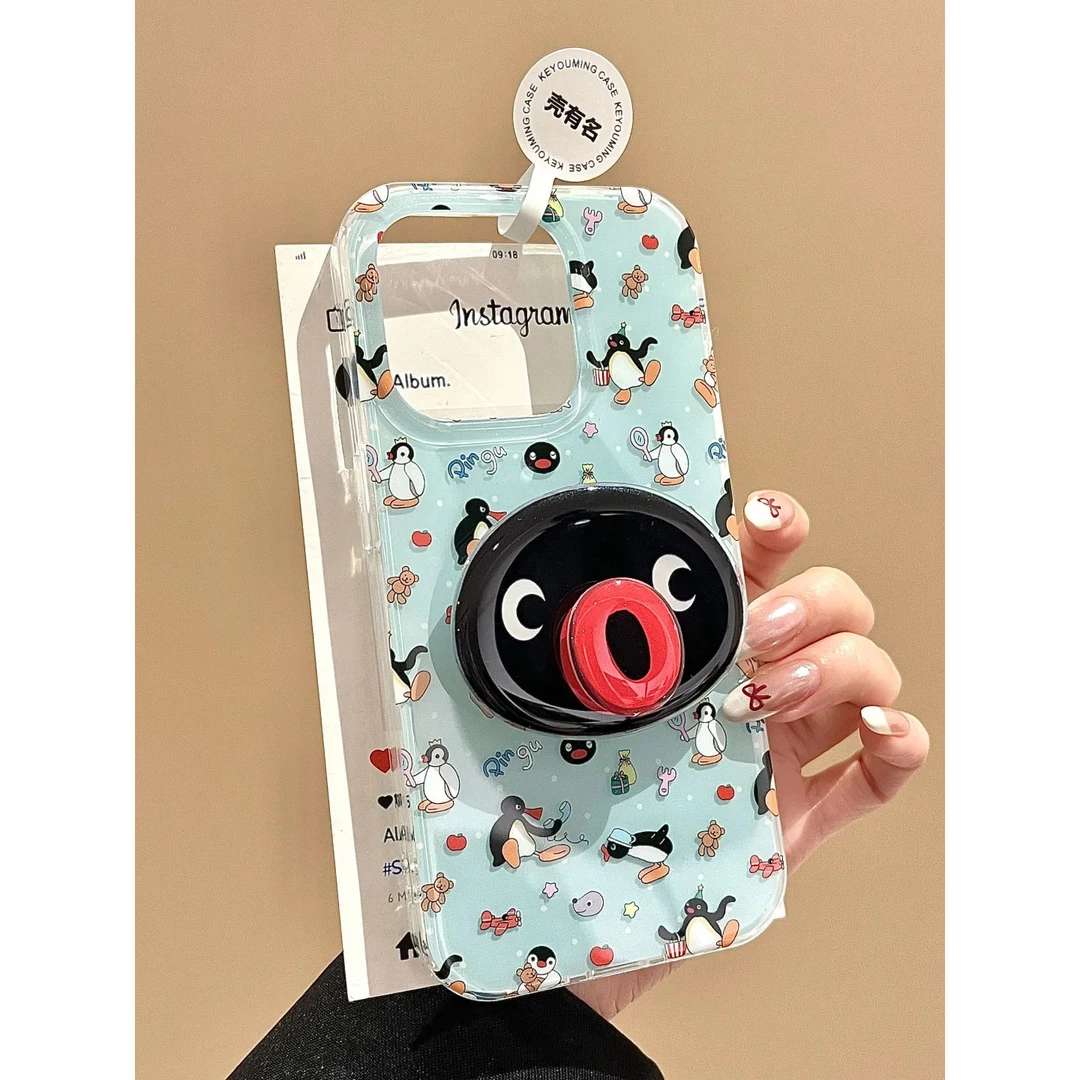 玩具企鹅适用于苹果13/15/16promax手机壳VIVO华为OPPO小米15女壳