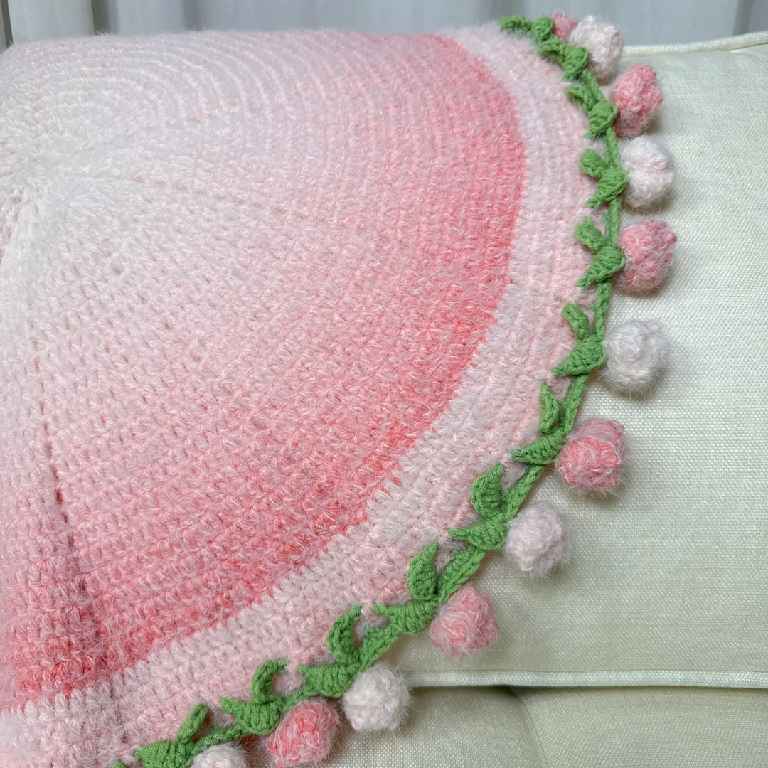 【全套毛线材料包 含工具】花束毛毯渐变玫瑰手工毯子diy材料包礼物