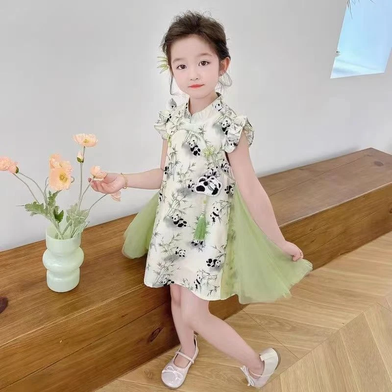 欧姆熊男童短袖短裤女童连衣裙夏季2025新款超洋气原版清新公主裙