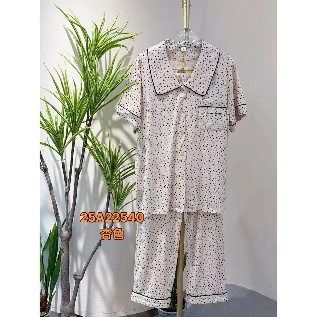 夏季莱赛尔针织棉传统短袖家居服套装25A22540