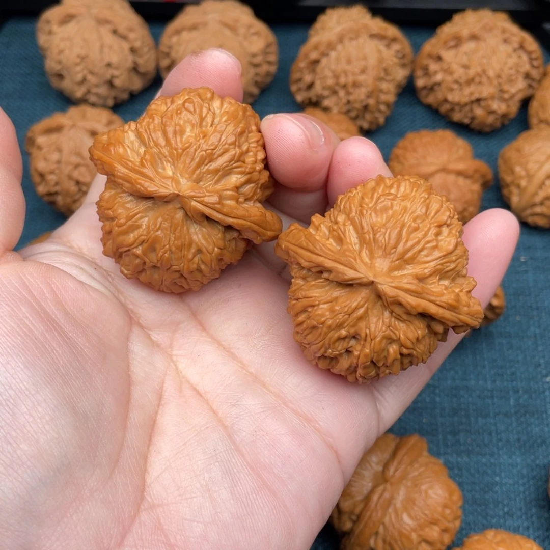 文玩核桃把件丹*全品红皮白狮子46