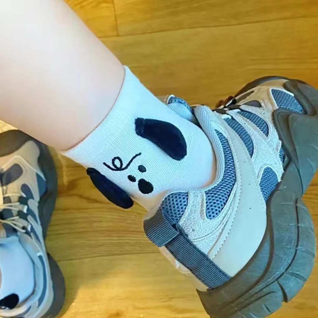 小狗袜子情侣短袜ins风日系可爱后跟卡通小狗可爱透气百搭情侣袜Q