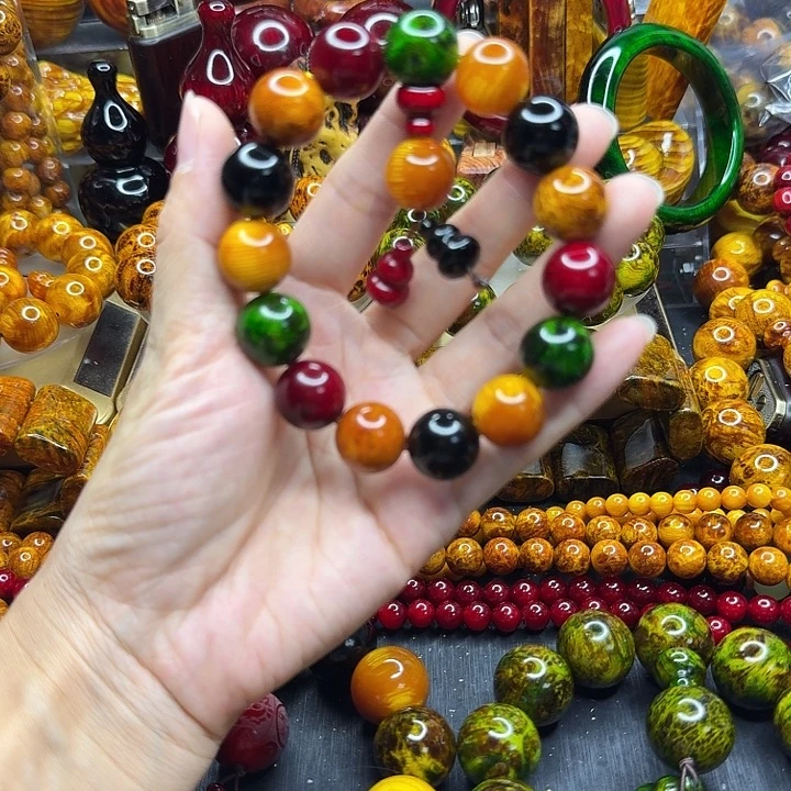 松木琥珀木文玩手串