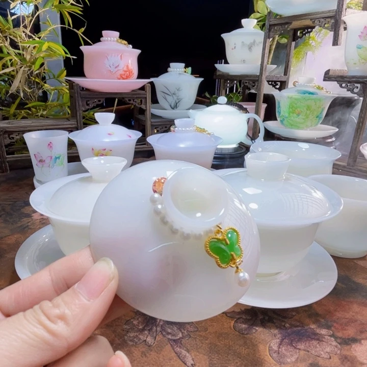 一***之冰晶璞玉釉烧元宝盖子