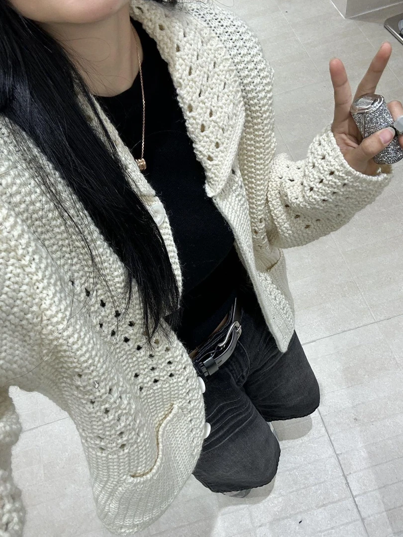 现货发 高品质镂空加厚款大版外套自留款7688