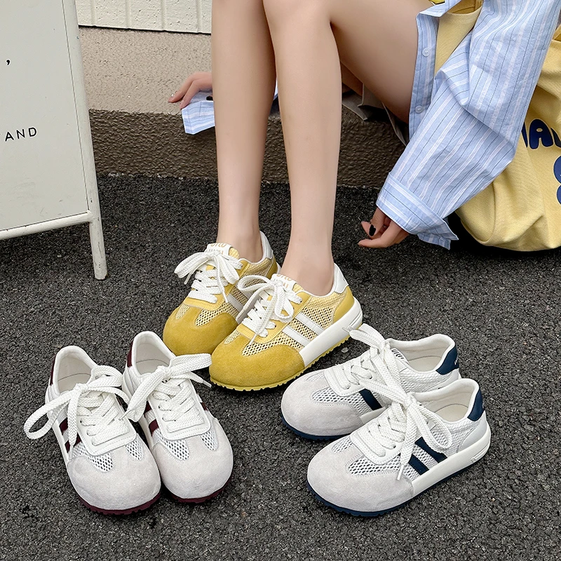 厚底休闲板鞋德训鞋女网面小白鞋2025春夏季新款运动休闲百搭