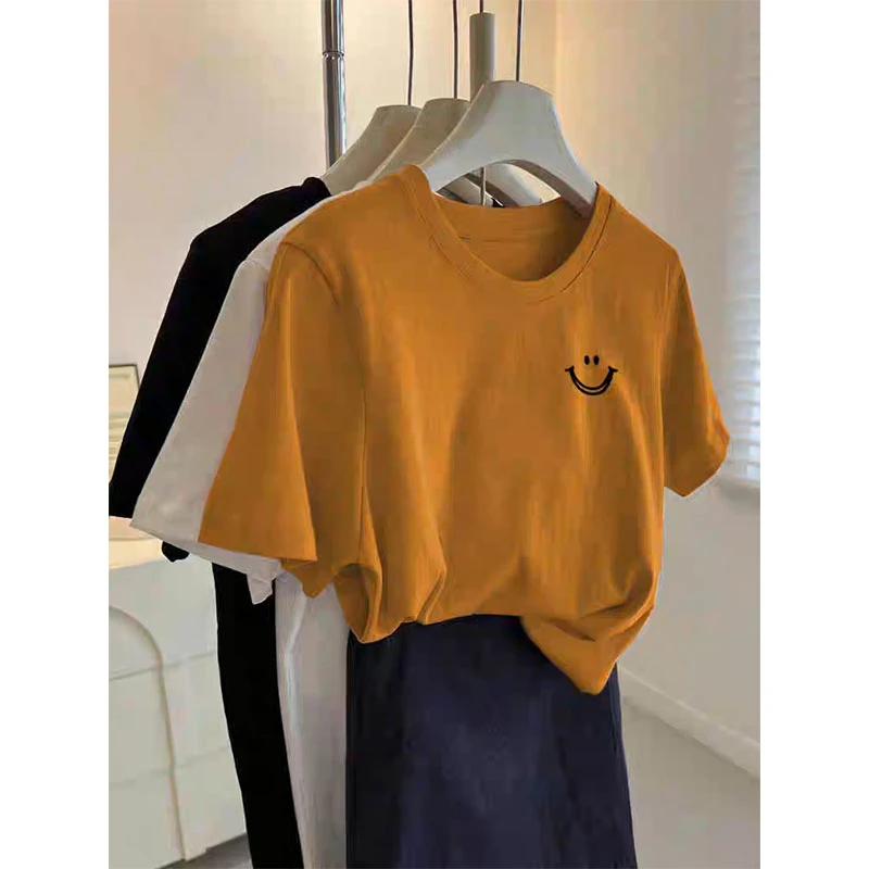 小众不撞款正肩圆领短袖t恤女2025新款时尚百搭洋气大码上衣夏季