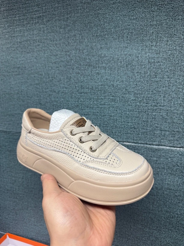 99005新款百搭韩版厚底头层牛皮小白鞋