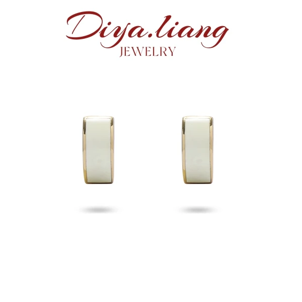 925银耳饰 梁雅帝新品【乳白圆圈】轻奢高级感气质百搭纯银耳饰