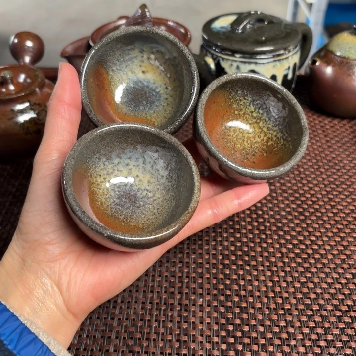 紫砂茶杯古**运三个小杯