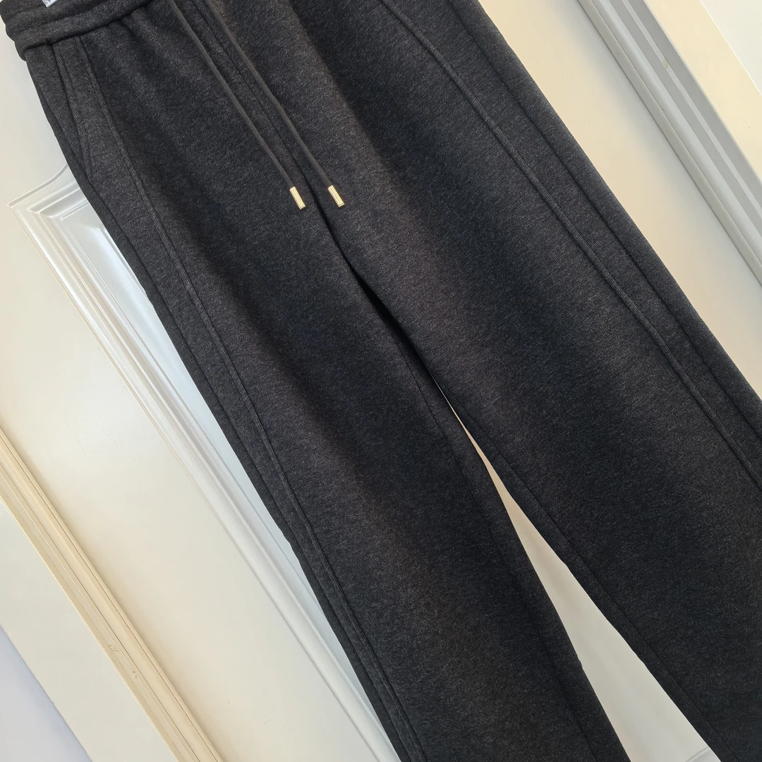 冬款大码女裤 松紧腰弹力灰黑色米白色绵羊毛加绒妈妈裤