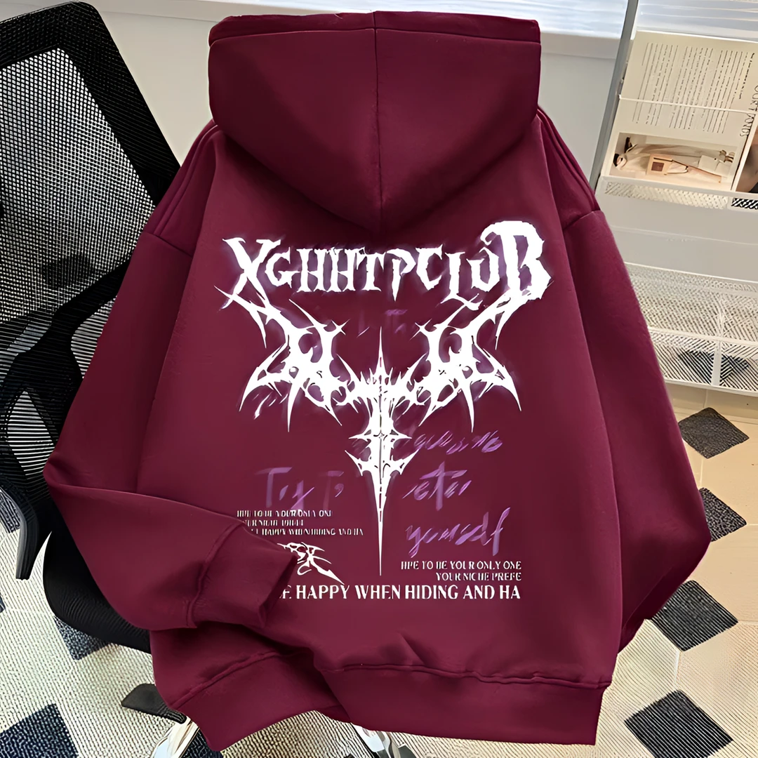 潮流恶魔英文印花连帽卫衣韩版秋冬季宽松百搭休闲学生上衣外套