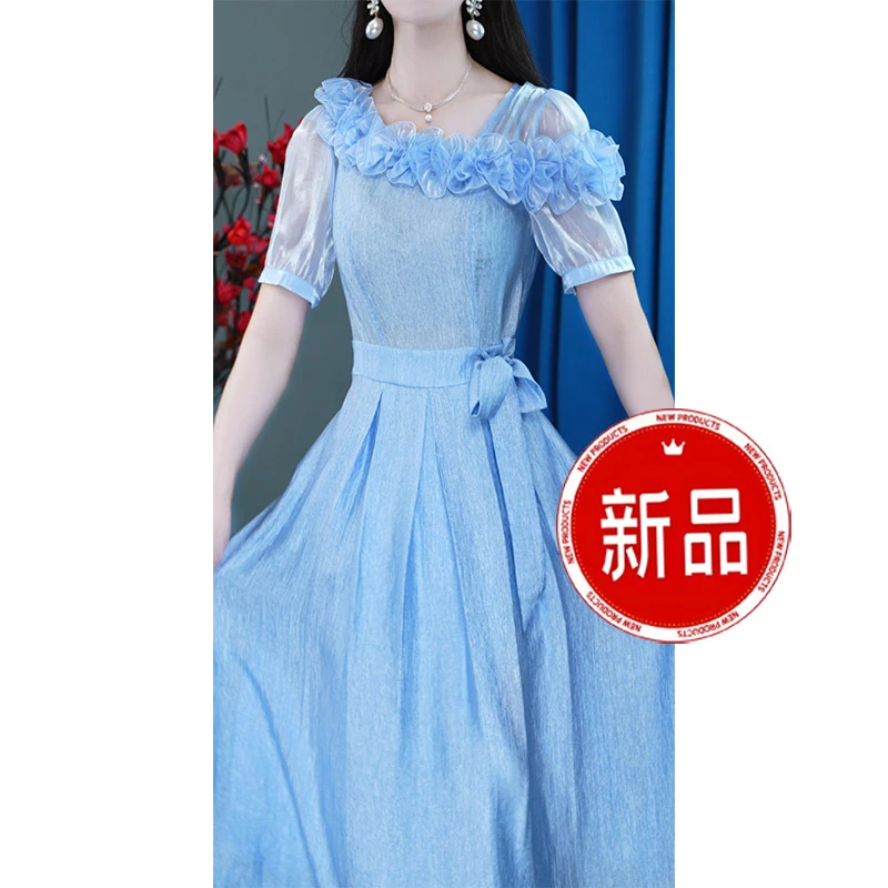 【克莱因蓝】时尚显瘦气质优雅百搭洋气显瘦遮肉夏季连衣裙