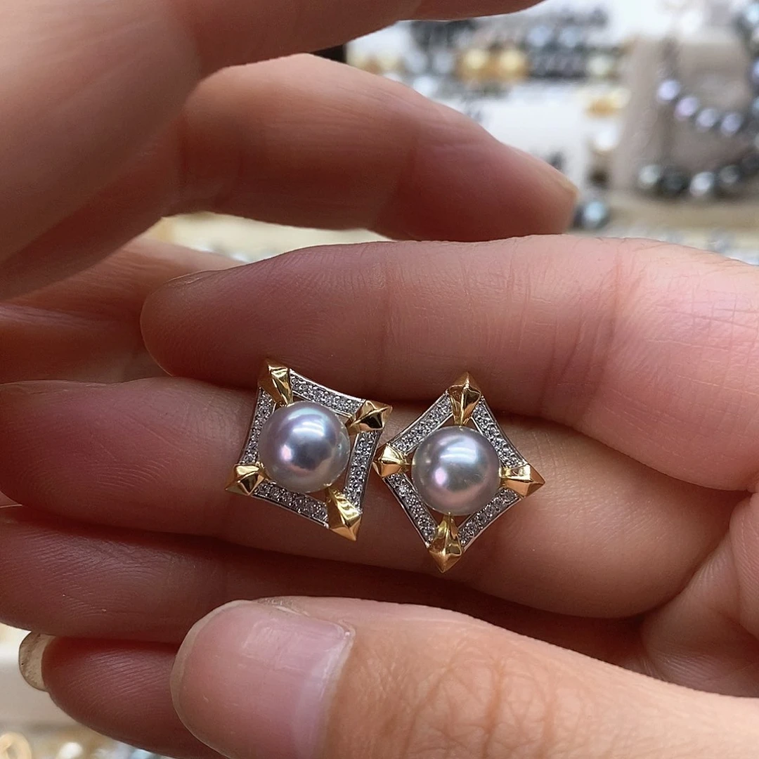 银S925镶嵌海水珍珠耳饰