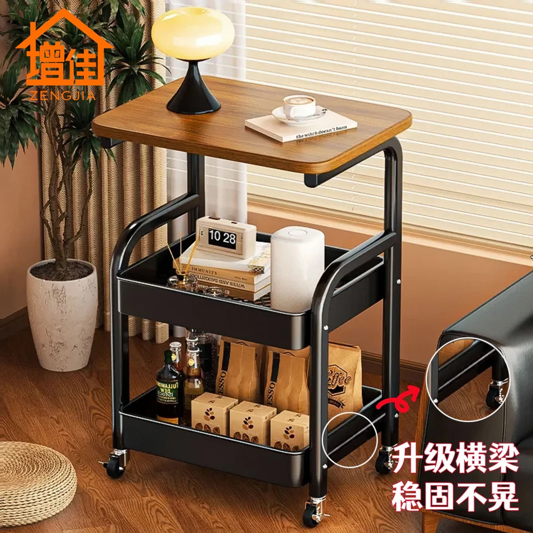 【加固版】小推车置物架新中式古风茶几客厅卧室创意收纳可移动收纳