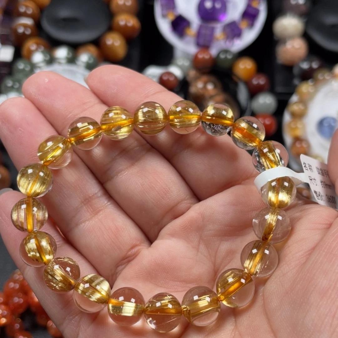 水晶手链未镶嵌钛金手链9mm