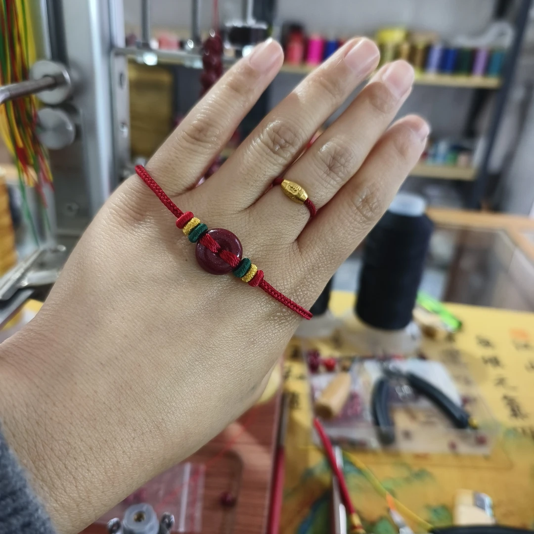 平安扣情侣文创手绳文创脚链平平安安红色红绳手饰金色编绳首饰