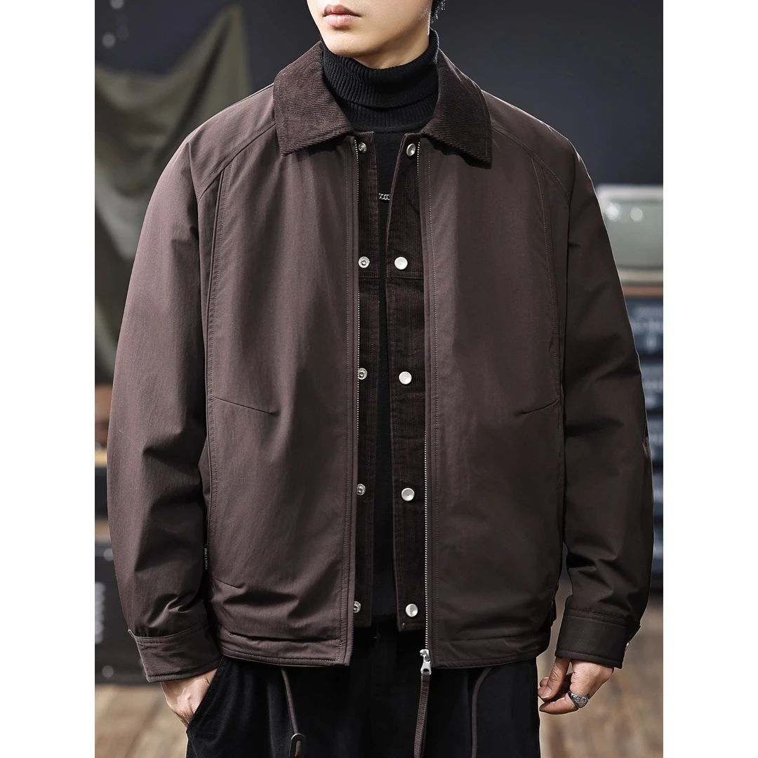 MR.MUDI/穆迪先生美式假两件羽绒服男士短款冬季新款轻薄保暖外套