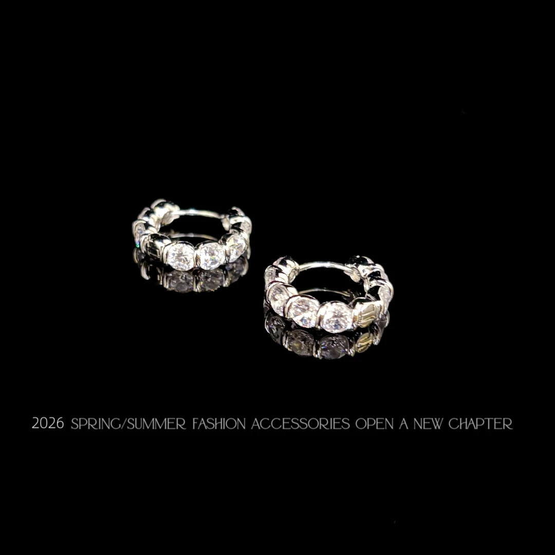 铜合金耳饰 镀白金 2026款G2179【碎玉环星】BOBAOLI 耳环