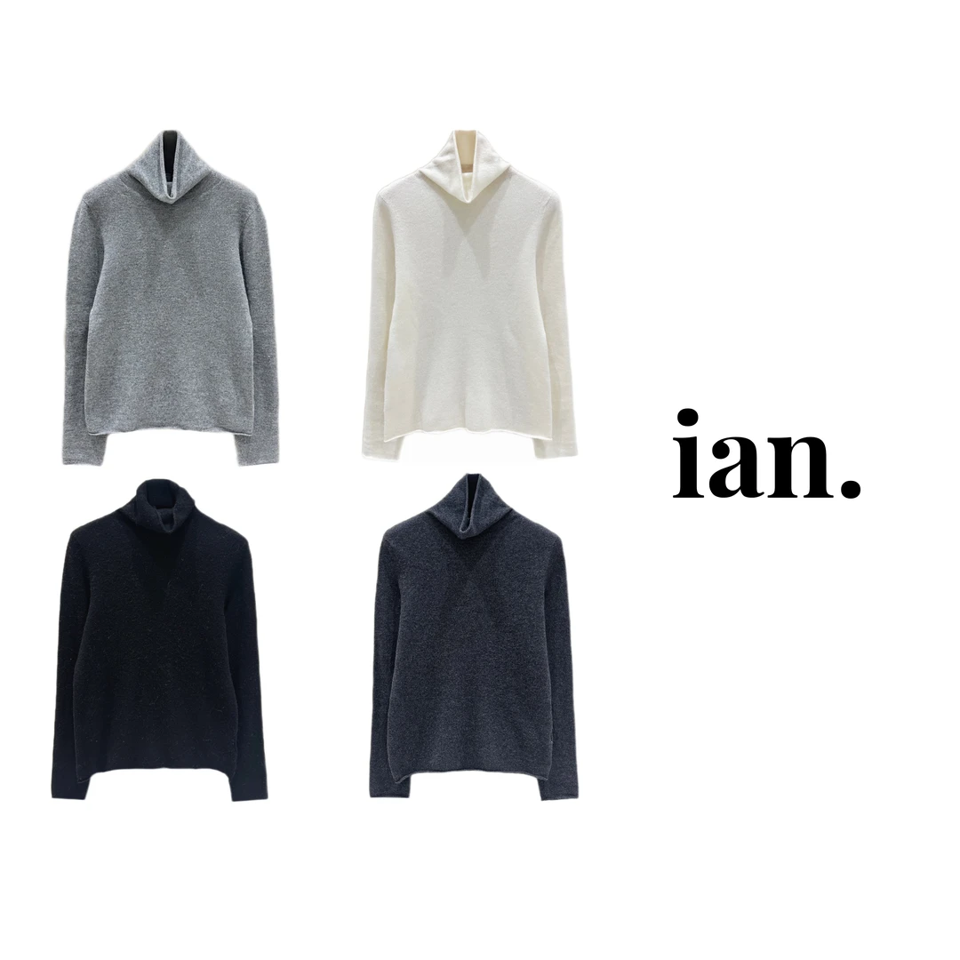 【ian】高领卷卷边秋冬百搭100%绵羊毛套头打底衫【不可机洗】