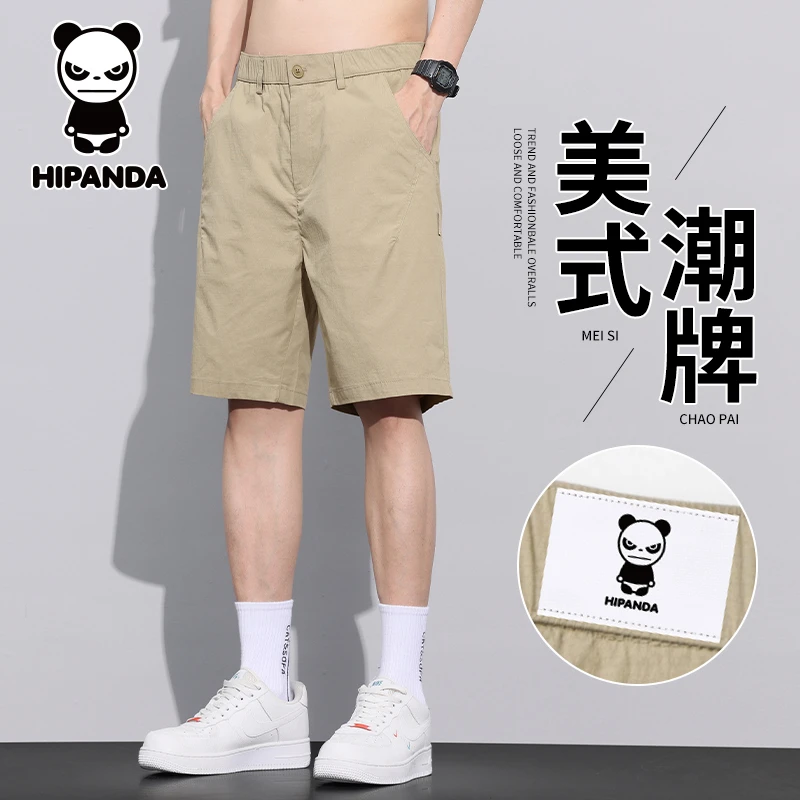 HiPanda你好熊猫男士夏季休闲短裤薄款直筒宽松冰丝速干五分裤子
