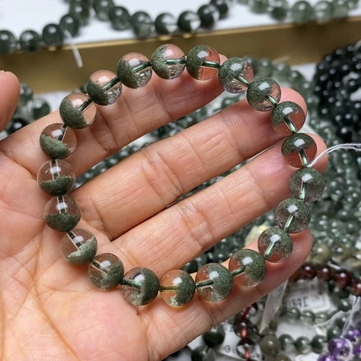 珠宝半成品水晶未镶嵌J90225天然绿幽灵聚宝盆9+