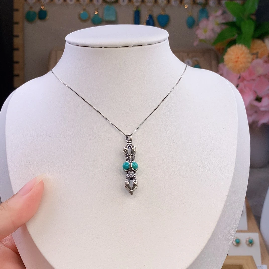 绿松石银S925镶嵌颈饰