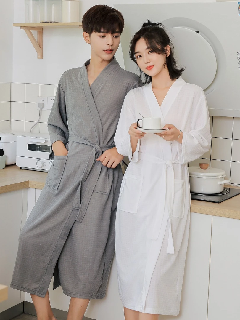 春秋浴袍女长款四季通用浴衣情侣薄款睡衣男士睡袍吸水速干夏晨袍