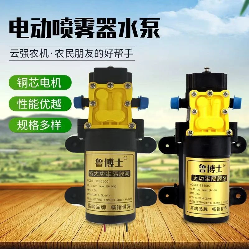 12V农用背负式电动喷雾器隔膜智能高压自吸水泵大功率打药机马达
