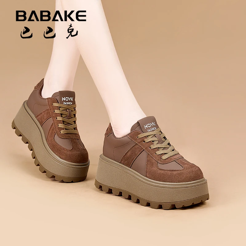 巴巴克大叔2025秋冬季新款8cm厚底增高德训鞋百搭秋季休闲鞋9238