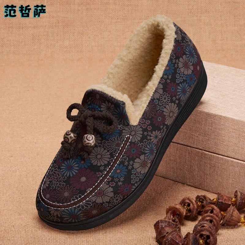 老北京布鞋女棉鞋加绒2025老人冬季中老年防滑舒适老太太妈妈棉靴