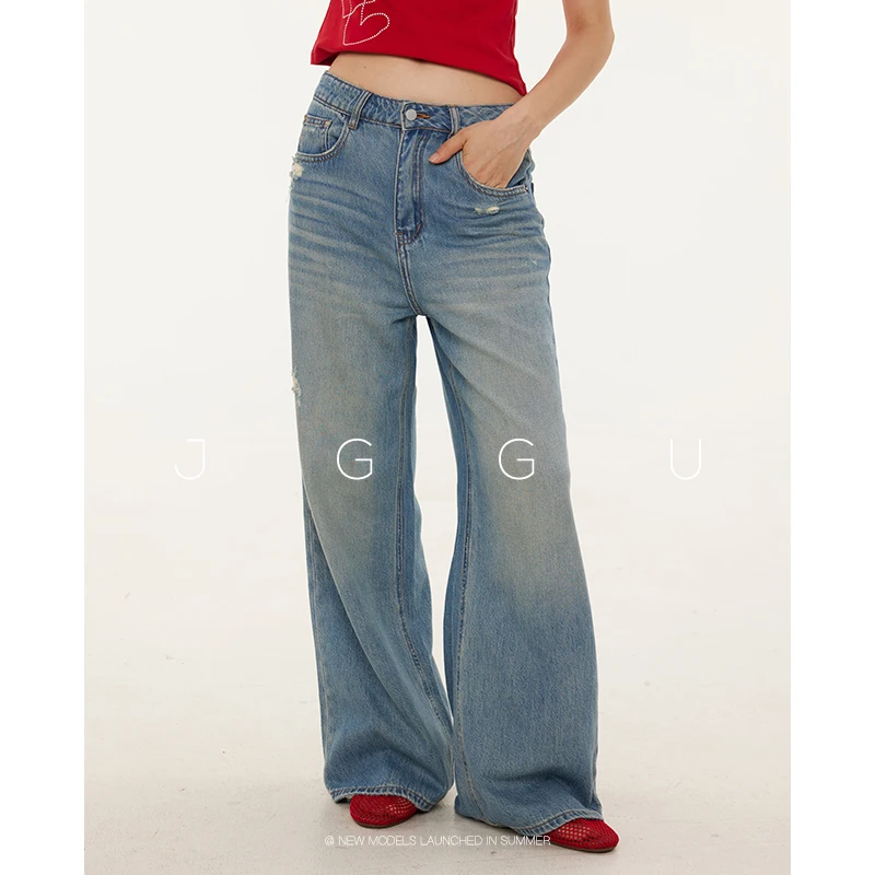 晶咕黑标JGGU【海盐冷萃】莱赛尔汉麻水洗牛仔裤复古JG11240140