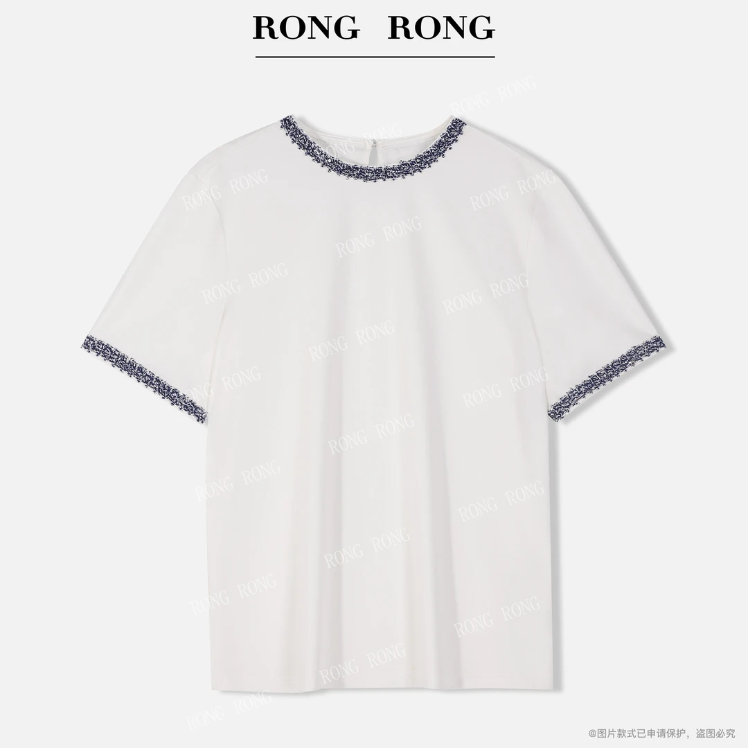 溶溶J【银河星光】RONGRONG莱赛尔棉双面弹力小香风T恤C-C203027