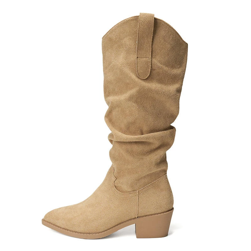 2025新款靴子女长筒靴女秋冬高筒堆堆靴骑士靴中筒黑色长靴5798-2