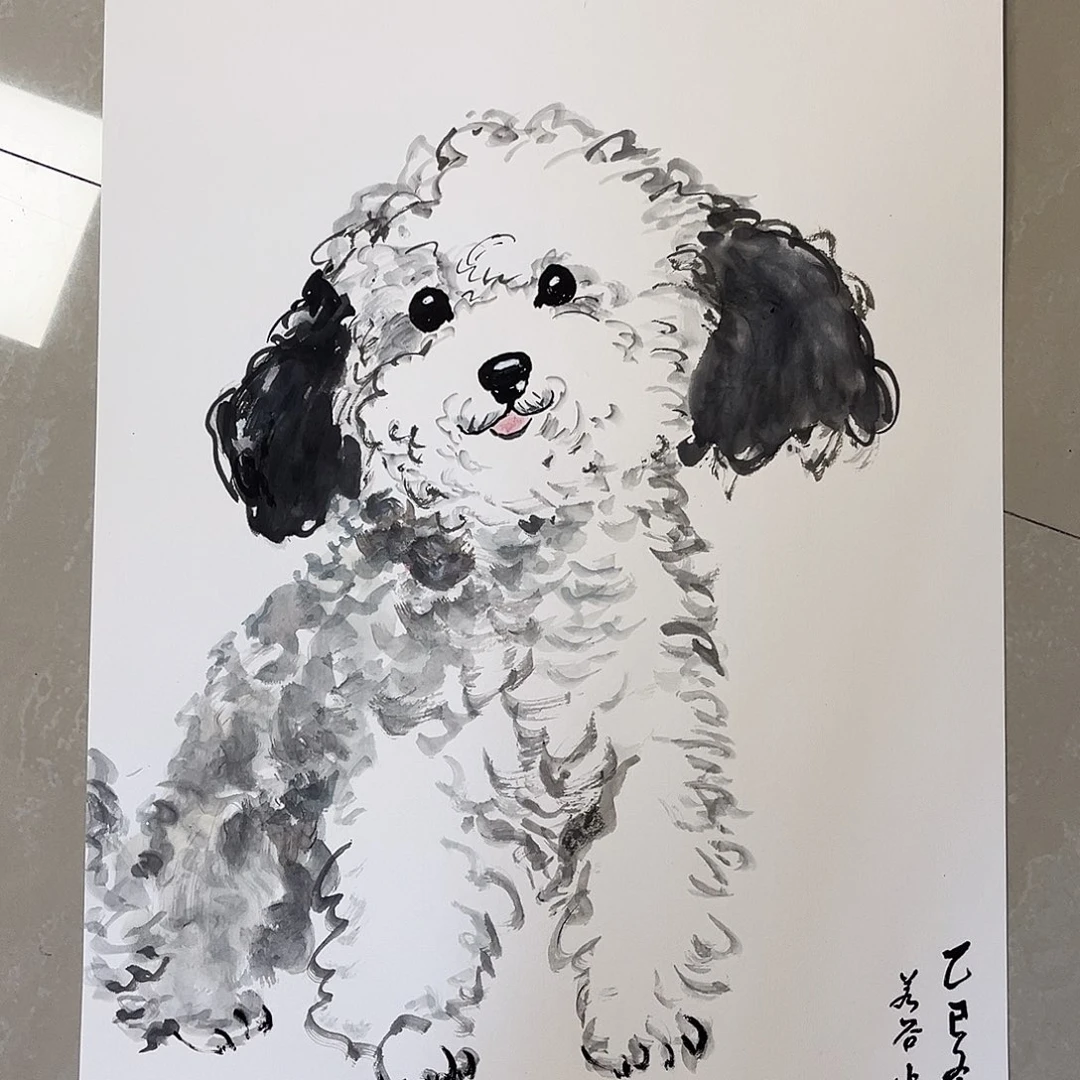 国画四尺三开卡纸花鸟作品
