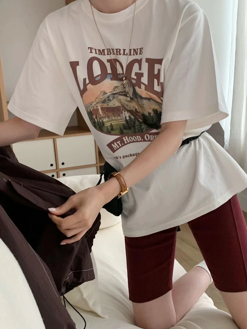 【Halo】Call my name女25春季圆领风景印花宽松短袖T恤