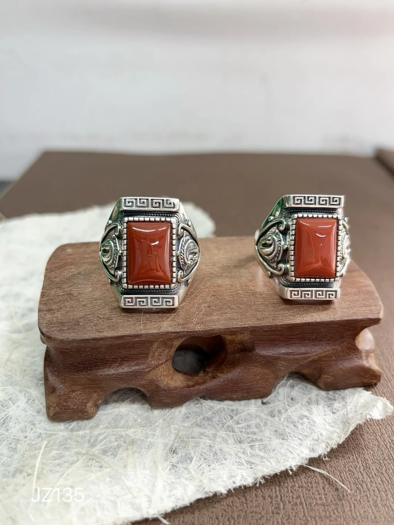 925银银制品 民族风腾飞马鞍大方形戒指 JZ135