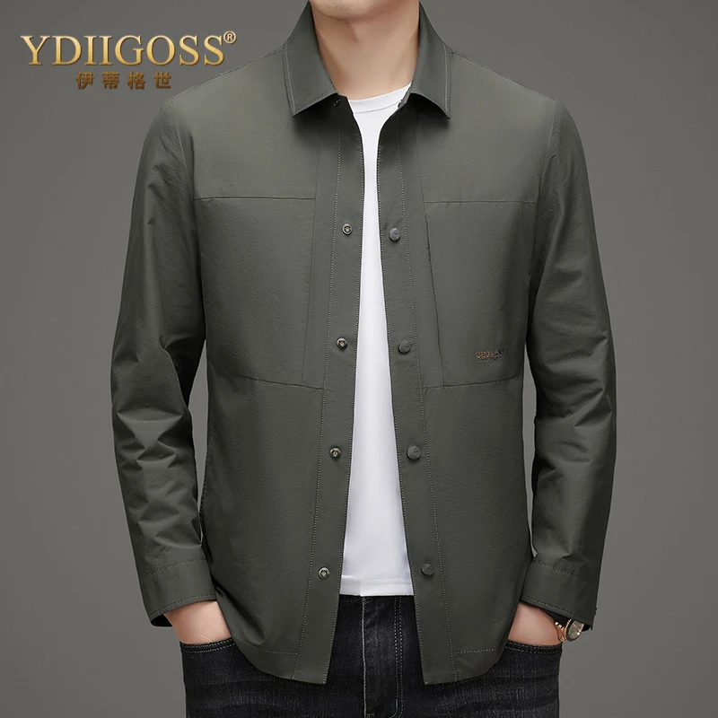 YDIIGOSS翻领夹克男士春秋新款商务休闲茄克衫上衣外套男装