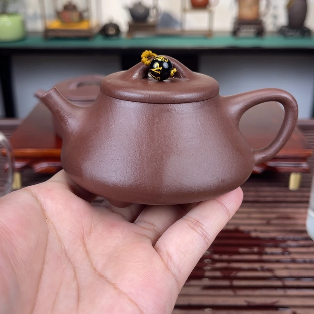 茶壶紫砂150毫升半手工紫泥子冶石瓢