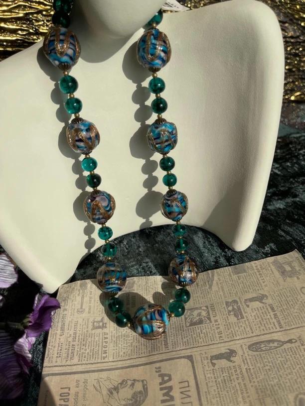 意式云纹金沙单层琉璃项链